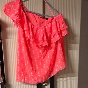 Apt. 9 Neon Coral Ruffled One-Shoulder Camisole